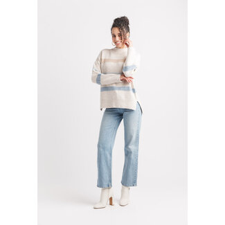 Papillon Striped Knit Mock Neck Sweater