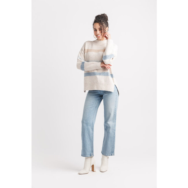Papillon Striped Knit Mock Neck Sweater