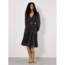 Apricot Polka Dot Chiffon Wrap Long Sleeve Dress