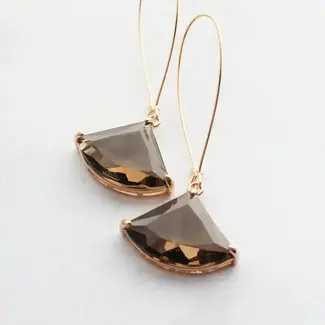 A Pocket of Posies Art Deco Earrings - Large Brown Glass