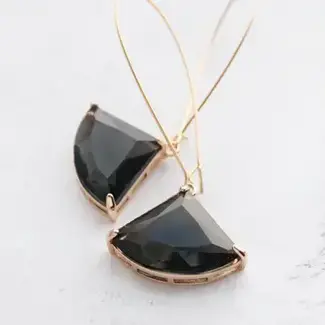 A Pocket of Posies Art Deco Earrings - Large Black Glass