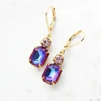 A Pocket of Posies Small Drop Earrings - Amethyst & Dark Aurora Purple Pink
