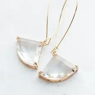 A Pocket of Posies Art Deco Earrings - Large Clear Glass