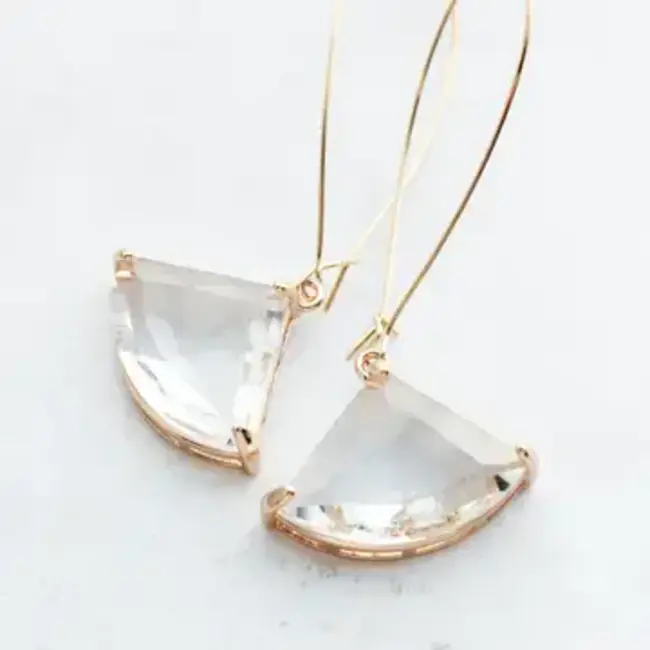 A Pocket of Posies Art Deco Earrings - Large Clear Glass