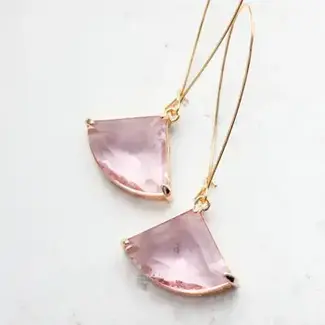 A Pocket of Posies Art Deco Earrings - Large Pink Glass