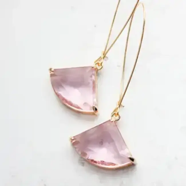 A Pocket of Posies Art Deco Earrings - Large Pink Glass