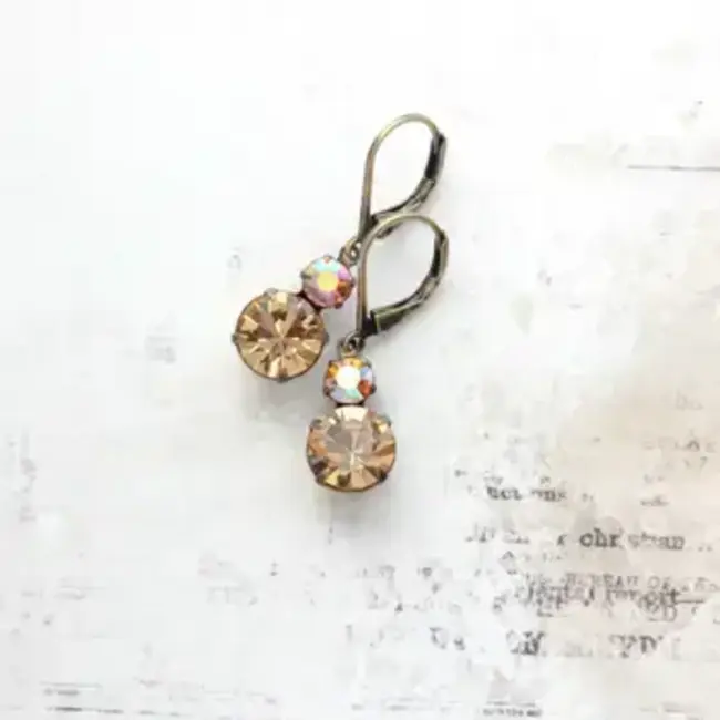 A Pocket of Posies Small Drop Earrings Vintage Glass - Colorado Topaz