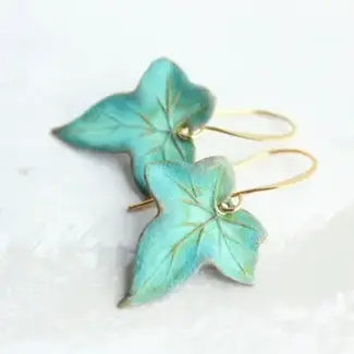 A Pocket of Posies Ivy Leaf Earrings - Verdigris Patina