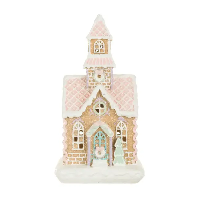 White/Pink Glittery Led Gingerbread House Display