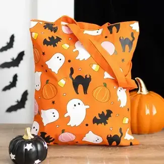 Sweet and Spooky Ghost Halloween Print Polycotton Tote Bag