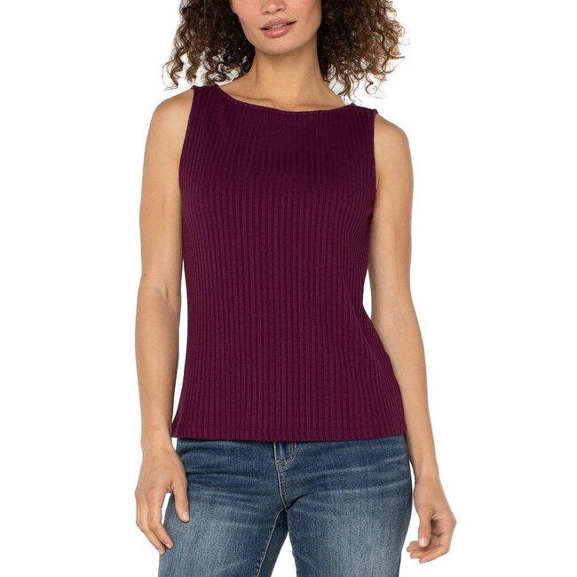 Liverpool Los Angeles Sleeveless Boat Neck Rib Knit Top