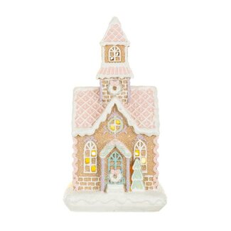 White/Pink Glittery Led Gingerbread House Display