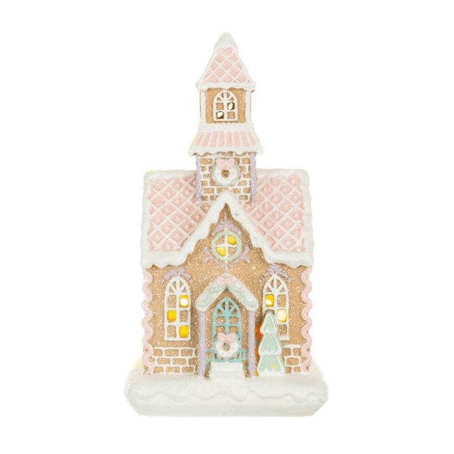 White/Pink Glittery Led Gingerbread House Display