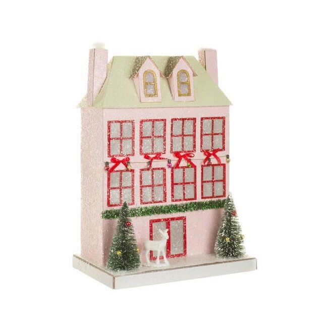 Pastel Pink Illuminated Apartment Display with Garland