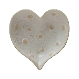 Stoneware Dish Heart with dots