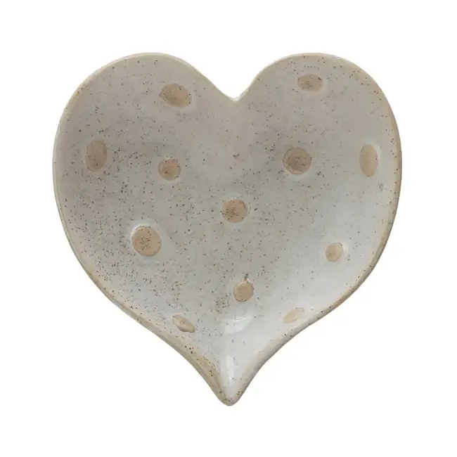 Stoneware Dish Heart with dots