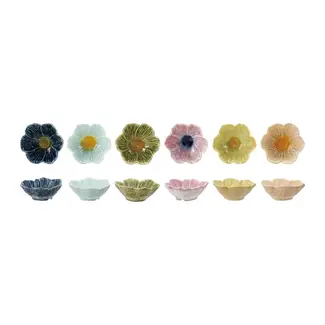 3-3/4" Round Stoneware Flower Shaped Bowl, Reactiv