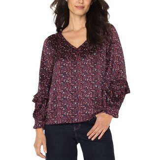 Liverpool Los Angeles Woven Blouse with Ruffles FINAL SALE