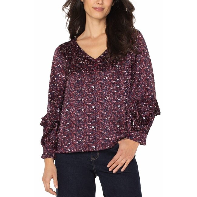 Liverpool Los Angeles Woven Blouse with Ruffles