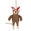 Felt Mouse in Reindeer Costume Ornament - Red Antlers