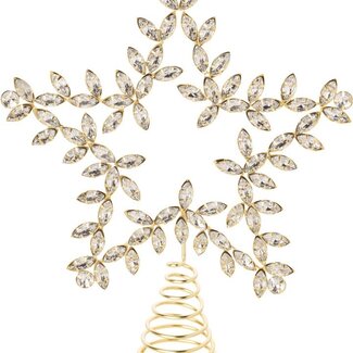 Mirrored Jewel Star Tree Topper on Gold Wire Frame
