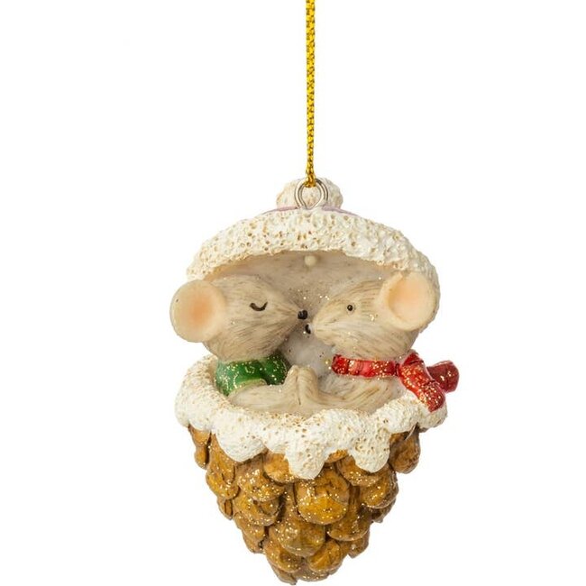 Painted Resin Mini Mouse Couple Ornament