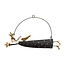 Metal Angel Ornament - Black with Gold Dots Flying