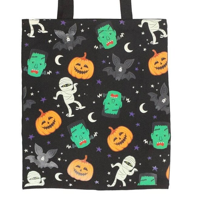Monster Mash Halloween Print Polycotton Tote Bag