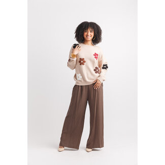Papillon Daisy Knit Sweater With Rib Trim