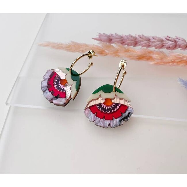 Rosa Pietsch Isobel Floral Hoop Earrings in Sunset