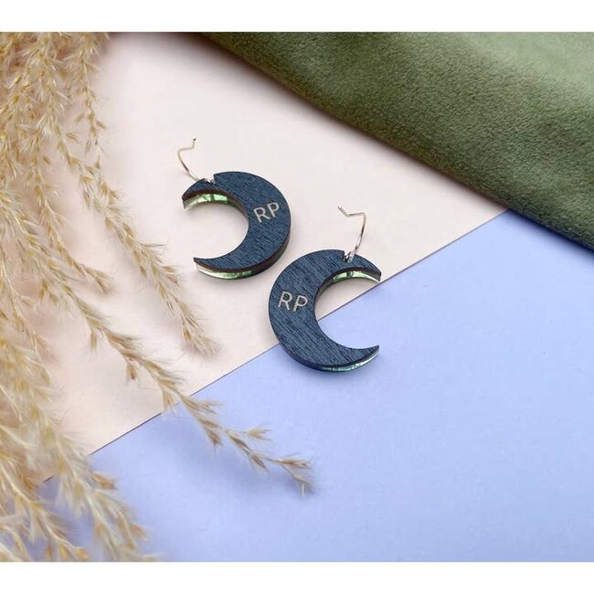 Rosa Pietsch Aurora Moon Drop Earrings - Silver & Cobalt Marble