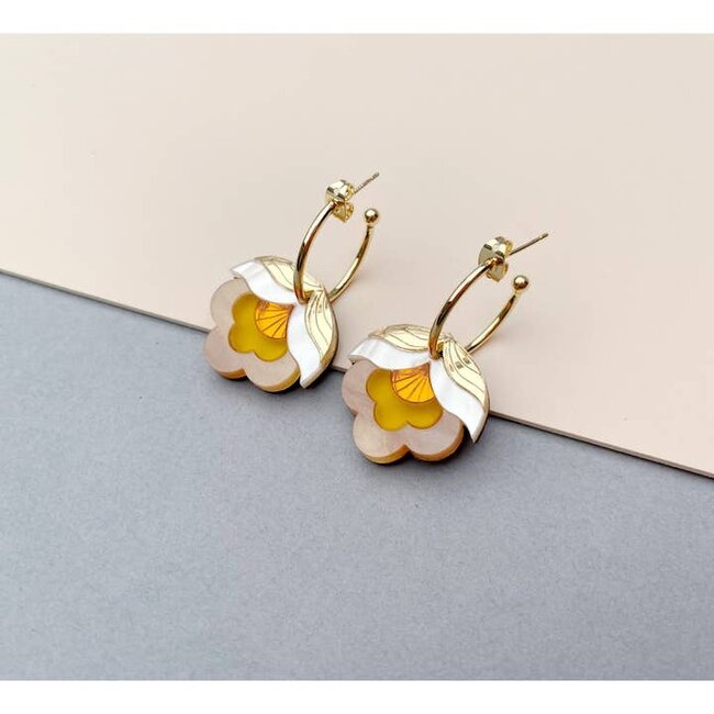 Rosa Pietsch Anna Retro Flower Hoop Earrings: Sunshine