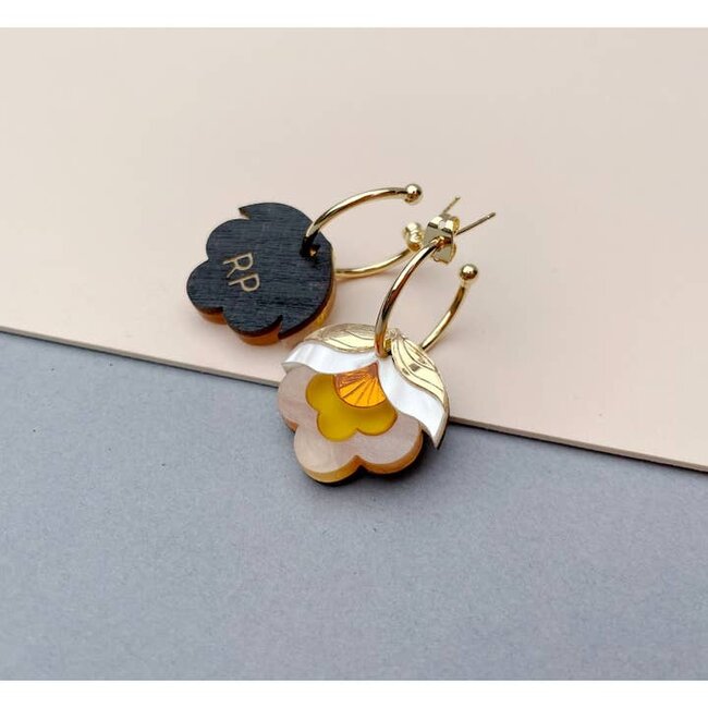 Rosa Pietsch Anna Retro Flower Hoop Earrings: Sunshine