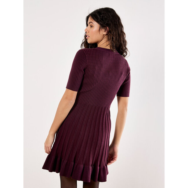 Apricot Ribbed Fit And Flare Dress