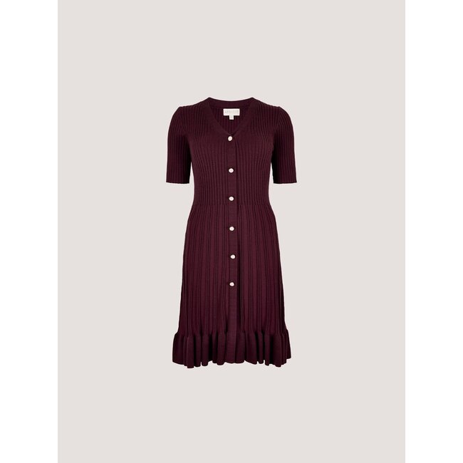 Apricot Ribbed Fit And Flare Dress