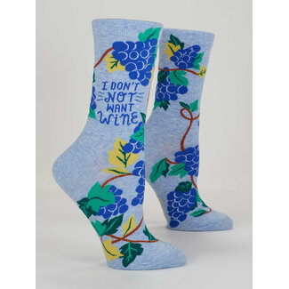 Blue Q Ladies Crew Socks - Don't Not Want Wine Crew Socks