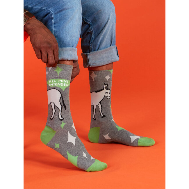 Blue Q Men's Crew Socks - All Puns Intended