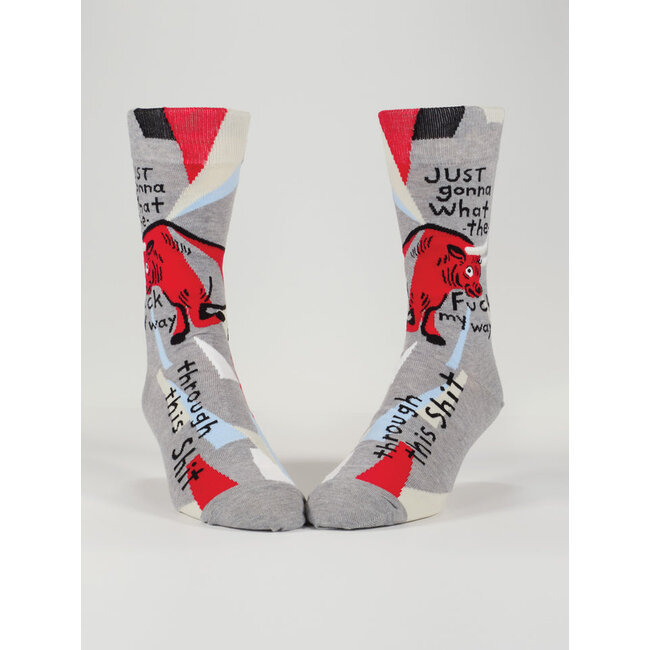 Blue Q Men's Crew Socks - WTF My Way Through This Shit