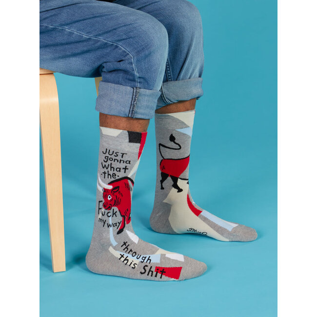 Blue Q Men's Crew Socks - WTF My Way Through This Shit