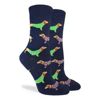 Women's Blue Wiener Dog Socks