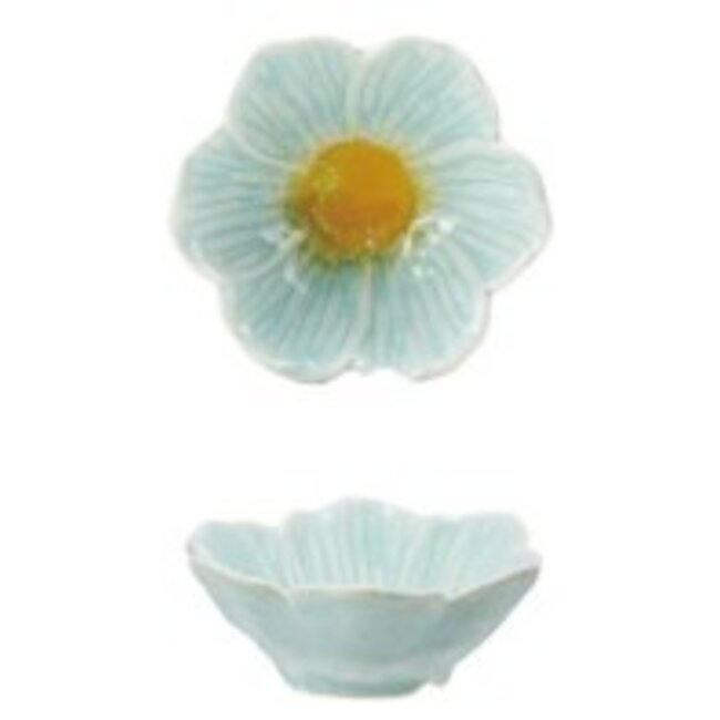 3-3/4" Round Stoneware Flower Shaped Bowl, Reactiv
