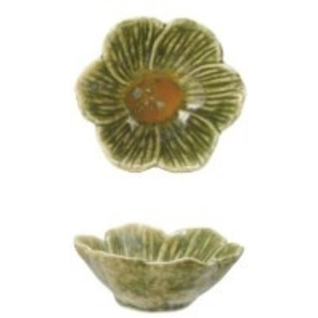 3-3/4" Round Stoneware Flower Shaped Bowl, Reactiv