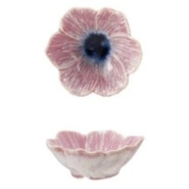 3-3/4" Round Stoneware Flower Shaped Bowl, Reactiv