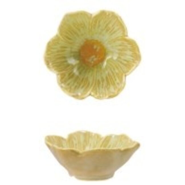 3-3/4" Round Stoneware Flower Shaped Bowl, Reactiv