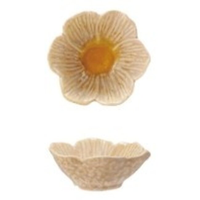 3-3/4" Round Stoneware Flower Shaped Bowl, Reactiv
