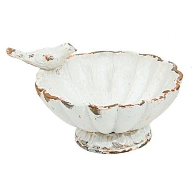 Distressed Pewter Bowl with Bird