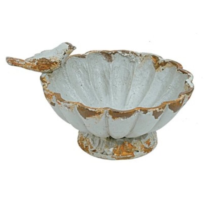 Distressed Pewter Bowl with Bird