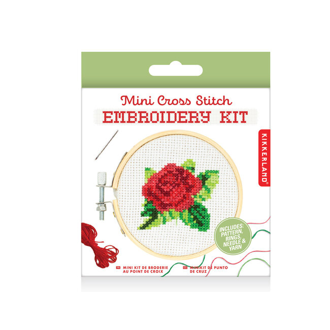 Mini Cross Stitch Embroidery Kit - Rose