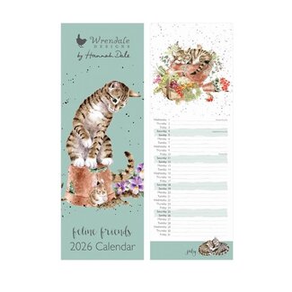 WRENDALE 'FELINE FRIENDS' Slim Calendar 2026