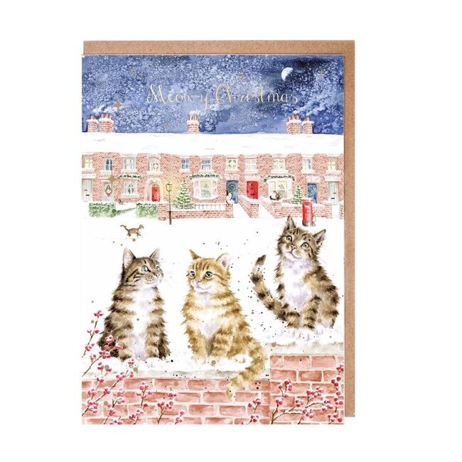 Wrendale 'IN THE LANE SNOW IS GLISTENING' Cat Christmas Card Pack